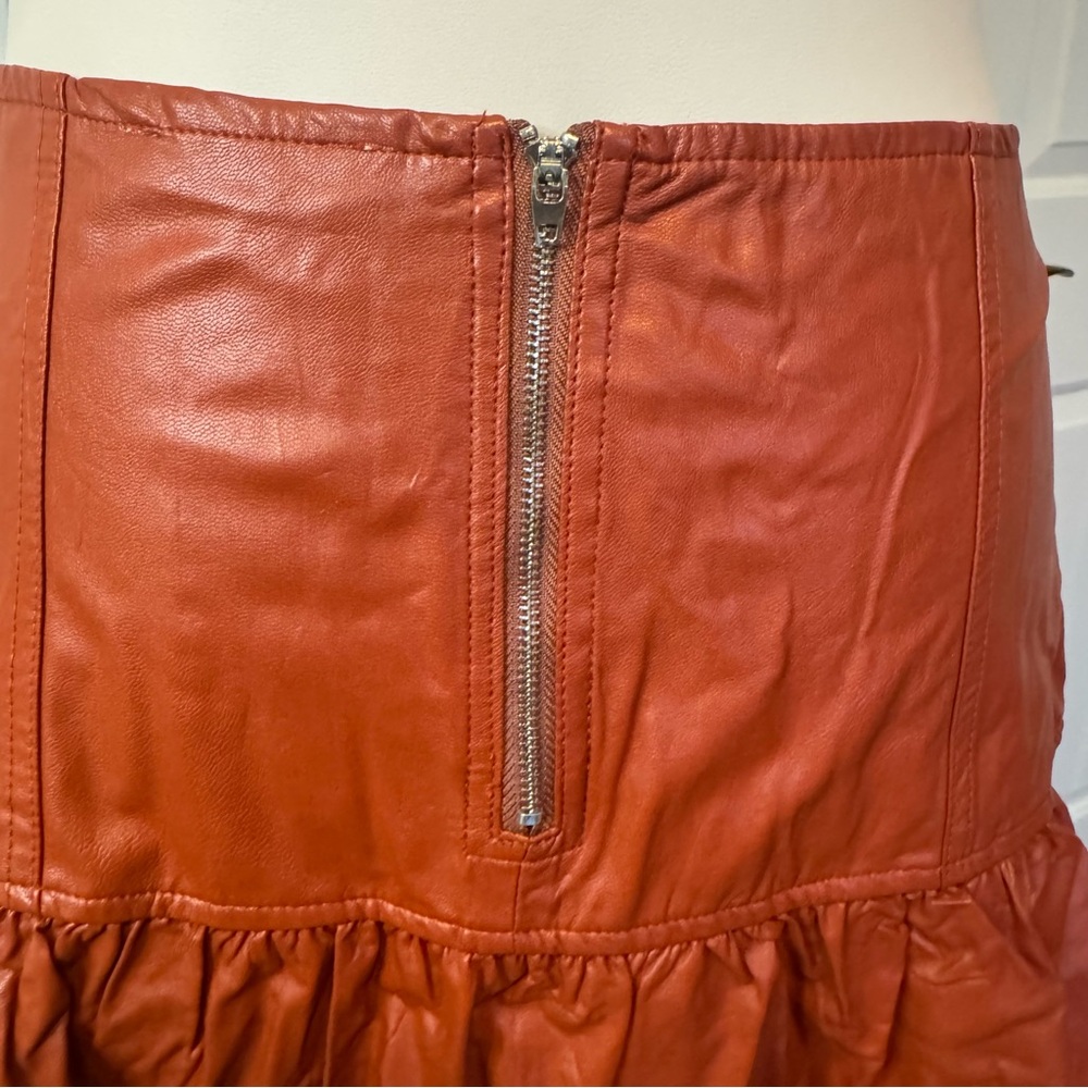 Easel Lux Faux Leather Fitted & Flared Pleated Skirt Side Zip Closure - Picture 5 of 8